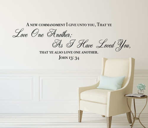 Bible Verse Wall Decals - John 13:34 Scripture Quote - Love One Another - Christian Vinyl Lettering Decor for Home, Office, Church