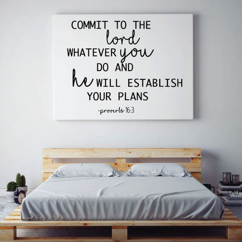 Bible Verse Wall Decor - Commit To The Lord - Christian Vinyl Decals For Home or Church Decoration