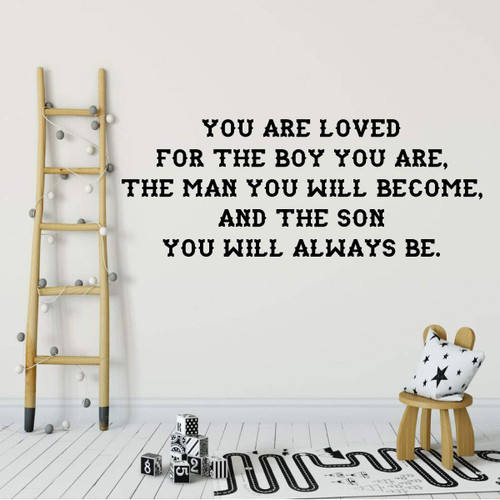 Boys Vinyl Wall Decal ' 'You Are Loved' ' Boys Loving and Inspirational Quote for the Bedroom, Playroom, or Homeschool Study Area