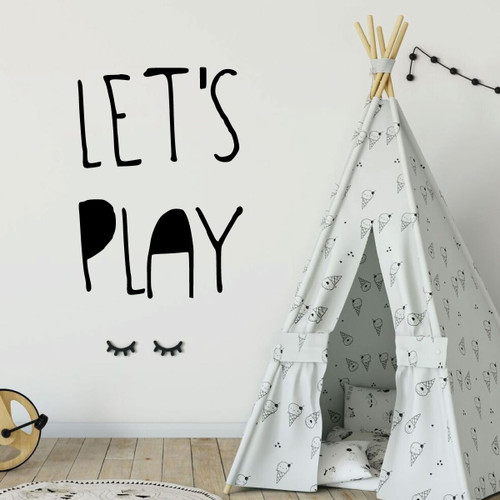 Children's Room Wall Decal - Let's Play - Boys or Girl's Bedroom Decoration, Playroom or Nursery Room Decor