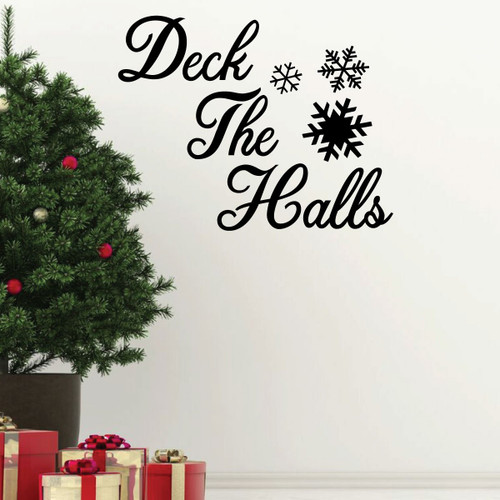 Christmas Wall Decal - Deck The Halls Decor - Holiday Vinyl Stickers for Living Room, Family Room or Home Decoration