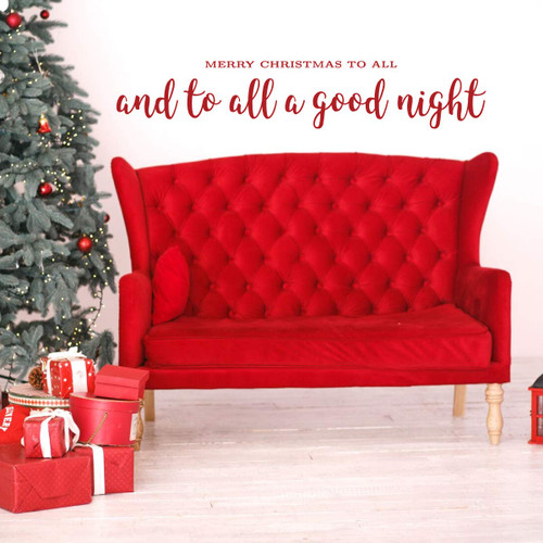 Christmas Wall Decal - Merry Christmas To All - Holiday Vinyl Stickers for Living Room, Family Room Decor or Home Decoration