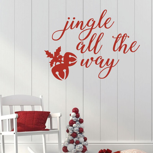 Christmas Wall Decal Decor - Jingle All The Way - Holiday Vinyl Stickers for Living Room or Home Decoration