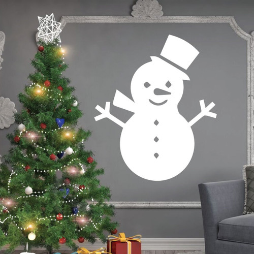 Christmas Wall Decal Decor - Snowman - Holiday Vinyl Stickers for Living Room or Home Decoration