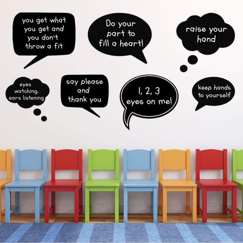 Classroom Decorations- Customized Classroom Rules Speech Bubbles Vinyl Wall Sign Decals for Children, Playrooms, Preschools, Libraries and Teachers.