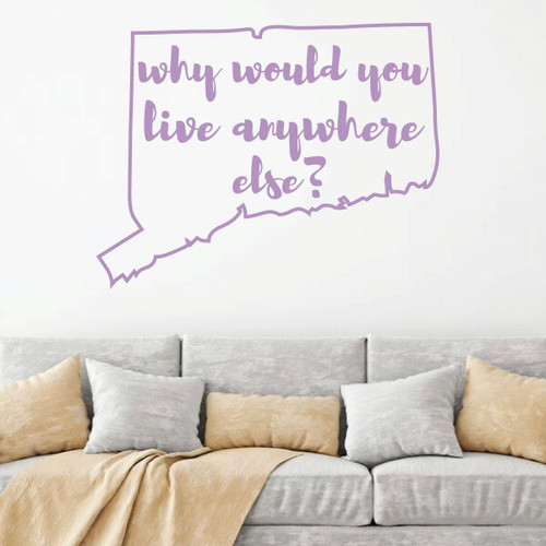 Connecticut Wall Decal - Why Would You Live Anywhere Else - State Vinyl Art Silhouette for Home Decor, Living Room or Family Room Decoration