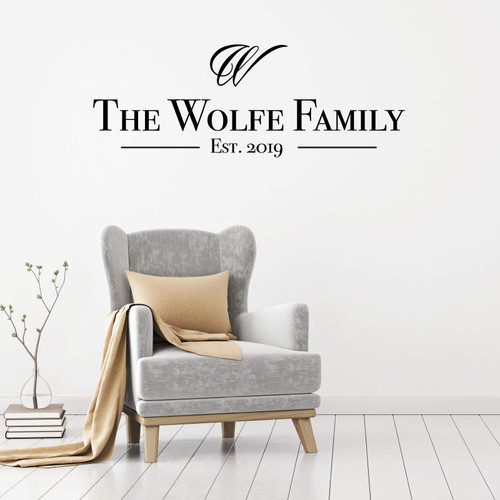 Custom Family Name Wall Decal With Initial