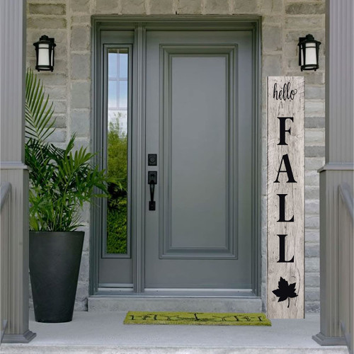 "Hello Fall" with Leaf Quote - Vinyl Wall Decal for Making Sign for Front Door, Porch or Entryway - Decoration- Autumn Decor - Use Indoor or on Outdoor Windows - Board Not Included - Decal Only