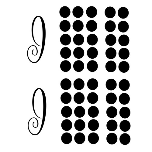 2 Sets of Matte Black Letter J Decor and Polka Dots for Decorating Laptops, Signs, Interior Decor - Vinyl Decals, Holiday Party Favors