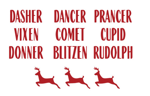 Santa's Reindeer Names Christmas Ornament Decals
