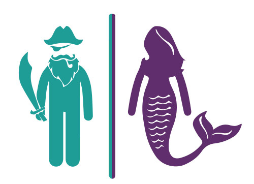 Wall Decor - Pirate And Mermaid Decal for Bathroom, Bedroom, Playroom