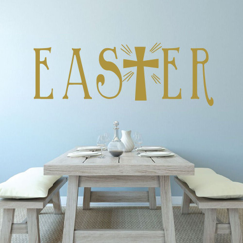 Easter Cross - The Cross of Christ in Easter - Christian Vinyl Wall Art to Decorate Your Home, Office, or Give as a gift