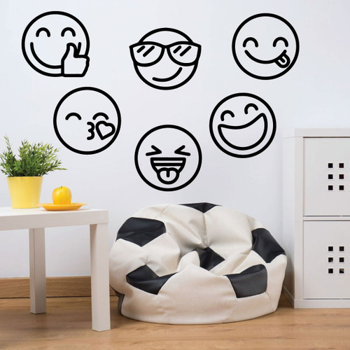 Emoji Wall Decals - Multiple Vinyl Decorations for Boys or Girl's Bedroom, Playroom or Nursery Decor