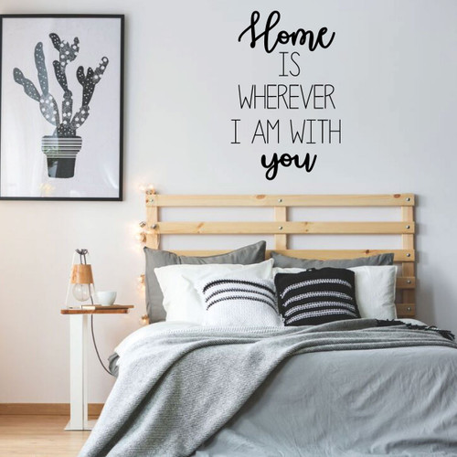 Family Wall Decal - Home Is Wherever I'm With You - Vinyl Art for Living Room, Bedroom or Home Decor