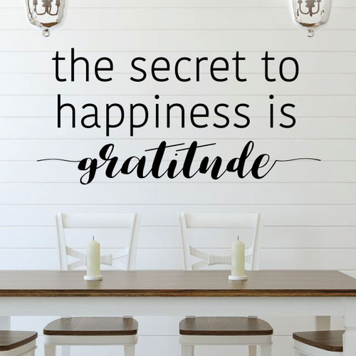 Family Wall Decal - The Secret To Happiness Is Gratitude - Vinyl Art for Living Room, Bedroom or Home Decor