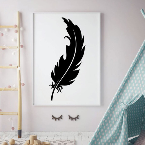 Feather Wall Decal Vinyl Decor - Elegant Silhouette Mural Baby's Nursery, Bedroom or Playroom - Living Room Decoration