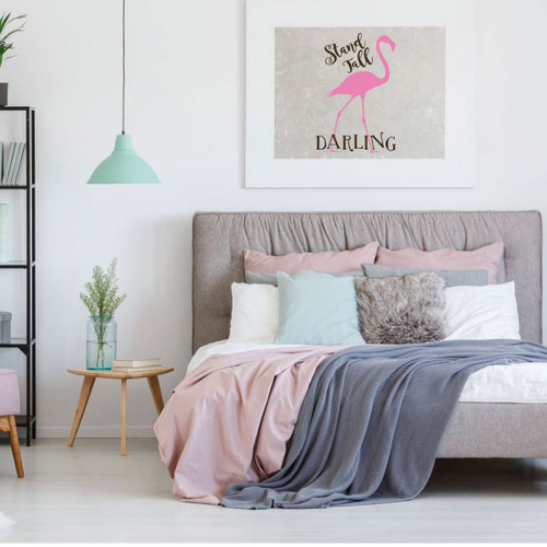 Flamingo Wall Decal For Girls Bedroom, Playroom Or Nursery - Stand Tall Darling -Ocean-Themed Vinyl Decor