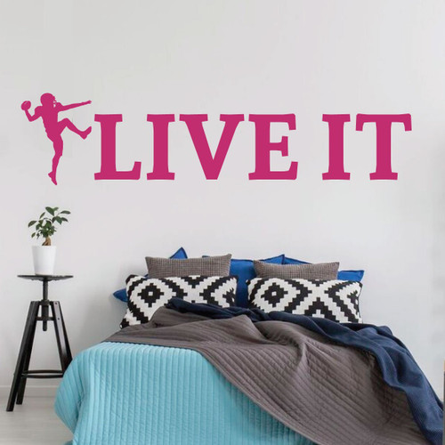 Football Wall Decal - Live It - Vinyl Art Sticker for Girl's Bedroom Decor, Playroom or Game Room Decoration
