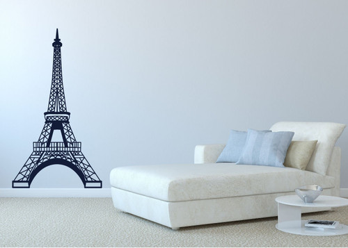 French Wall Decor | Eiffel Tower Vinyl Decal | for Living Room, Bedroom, Office, Kitchen | Small, Large Sizes | Black, White, Brown, Red, Green, Purple, Pink, Gray, Other Colors
