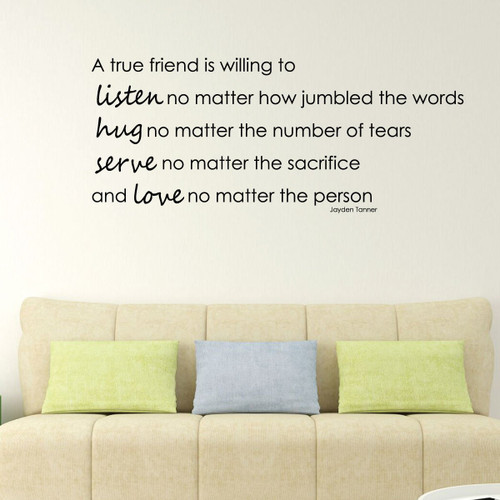 Friendship Wall Decals "A True Friend" Jayden Tanner Vinyl Home Wall Decor