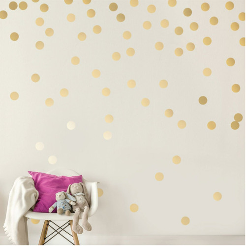 Gold Polka Dot Stickers, 108 2" Metallic Gold Vinyl Wall Decal for Baby Girl, Nursery, Teen Girl Room, Home Office Decoration and Party Decorations - Easy to Remove