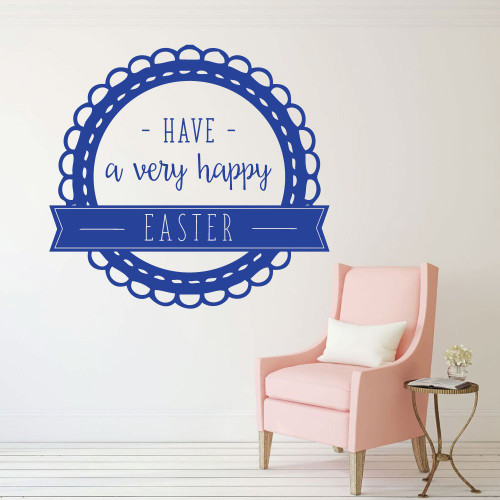 Happy Easter - Christian Wall Decor - Vinyl Decal Easter Decorations for your Walls, Windows, or Doors