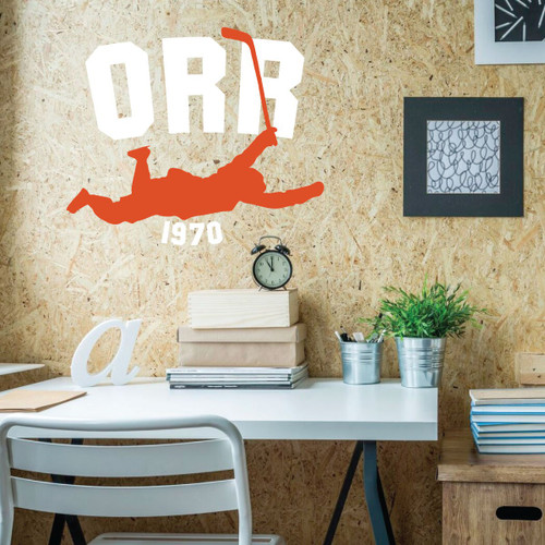 Hockey Wall Decal -1970 Bobby Orr - Vinyl Decor for Teen, Boy's Bedroom, Playroom Or Man Cave - Sports Decorations