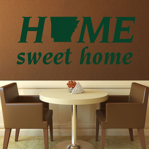 Home Sweet Home State of Arkansas Silhouette Vinyl Wall Art Decal For Living Dining, Family Room, or Entryway Decor