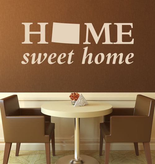 Home Sweet Home State of Colorado Silhouette Vinyl Wall Art Decal For Living Dining, Family Room, or Entryway Decor