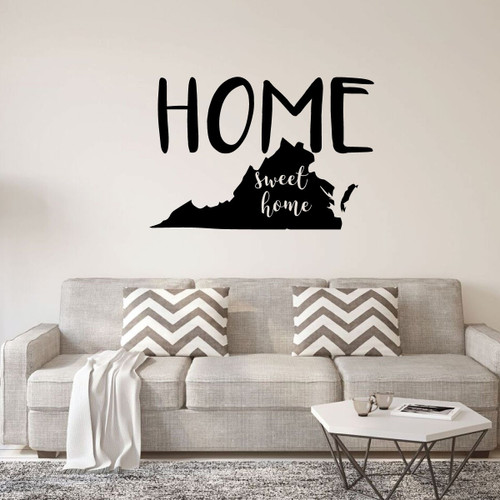 Home Sweet Home State of Virginia Vinyl Wall Art Decal For Living Dining, Family Room, or Entryway Decor