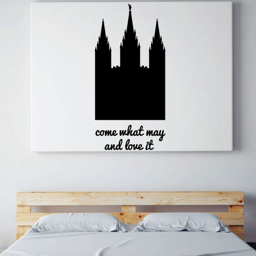LDS Wall Decal - Salt Lake Temple Wall Art - Come What May And Love It - Vinyl Art for Home Decor