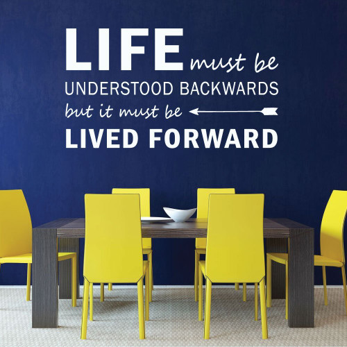 Life Quotes Wall Decals "Life Must Be Understood Backwards" For Home And School Decor
