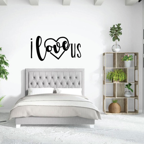 Love Wall Decal With Heart Design - Vinyl Sticker Decoration for Bedroom, Home, Living Room or Family Room