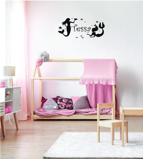 Mermaid Wall Decal - Personalized Vinyl Decor for Girl's Bedroom, Bathroom, Playroom or Nursery Decoration