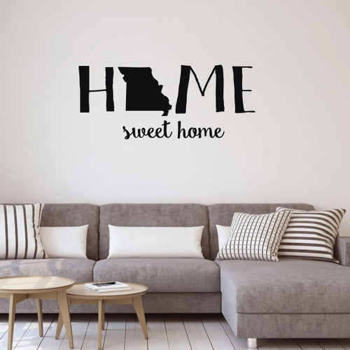 Missouri State Wall Decal - Home Sweet Home - Vinyl Wall Art Decal For Living Dining, Family Room, or Entryway Decor