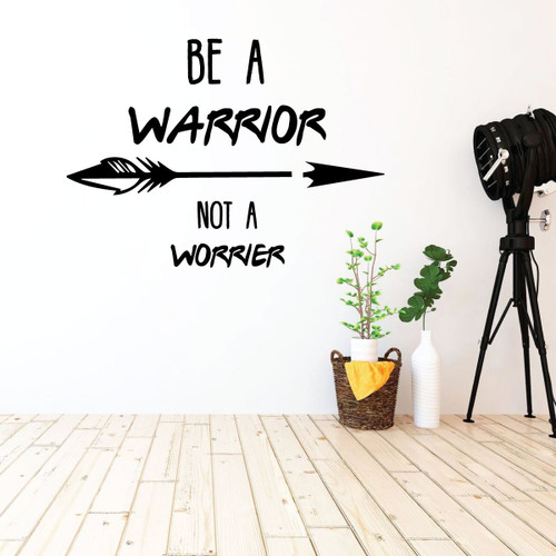 Motivational Wall Decal - Be A Warrior Nor A Worrier - Inspirational Vinyl Quotes for Bedroom Decor, Living Room, Dorm or Home Decoration