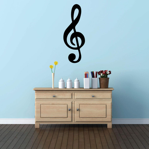 Music Wall Decal - Treble Clef Symbol - Musician Gifts For Bedroom, Playroom or Studio Room Decoration