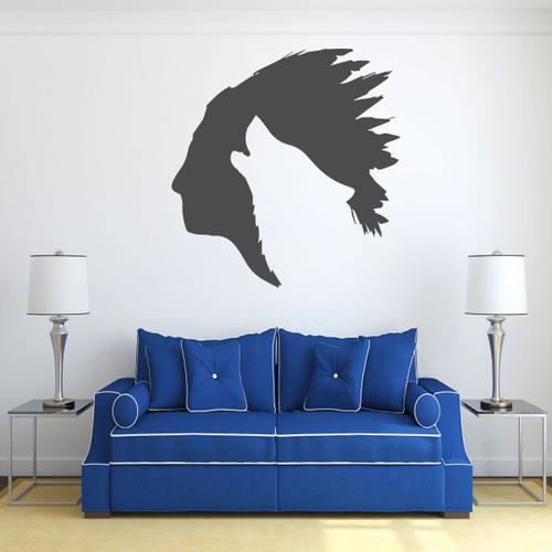 Native American Wall Decal with Wolf Silhouette - Personalized Vinyl Sticker for Bedroom, Living Room, Craft Room or Office Decor