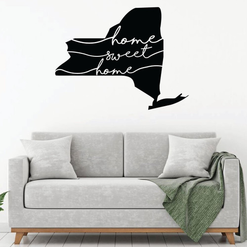 New York Wall Decal - Home Sweet Home - State Silhouette Vinyl Art for Home Decor, Living Room or Family Room Decoration