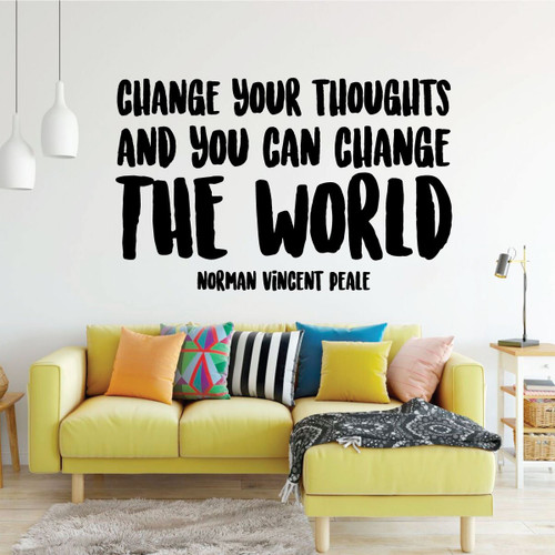 Norman Vincent Pale - Motivational Wall Decal - Change Your Thoughts - Vinyl Art for Home, Bedroom or Living Room Decor