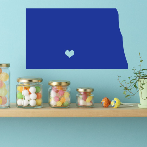 North Dakota State Vinyl Wall Decal - Heart on Bismarck Capitol City