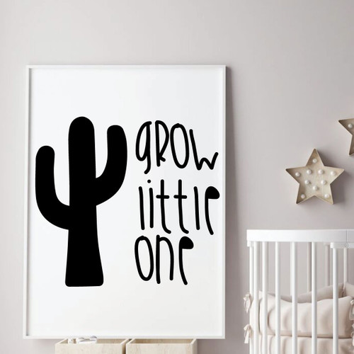 Nursery Wall Decal - Grow Little One - Vinyl Decorations for Baby's Bedroom, Playroom or Study Area