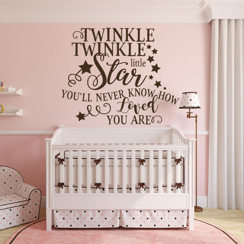 Nursery Wall Decal - Twinkle Twinkle Little Star You'll Never Know How Loved You Are - Vinyl Wall Decor for Baby's Room, Bedroom or Play Room.