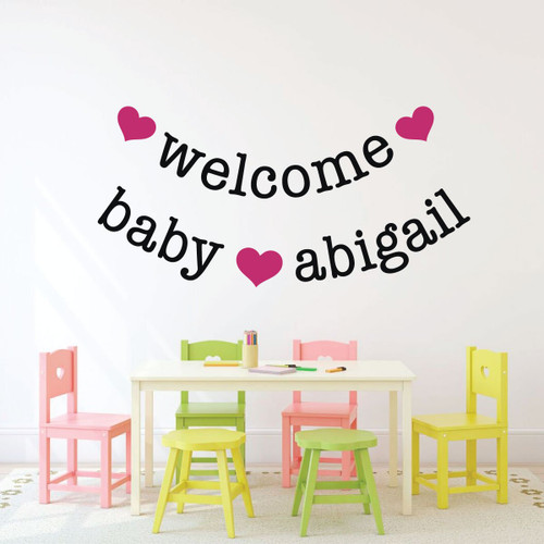 Nursery Wall Decal - Welcome Baby - Personalized Vinyl Decor for Children's Bedroom or Playroom Decoration