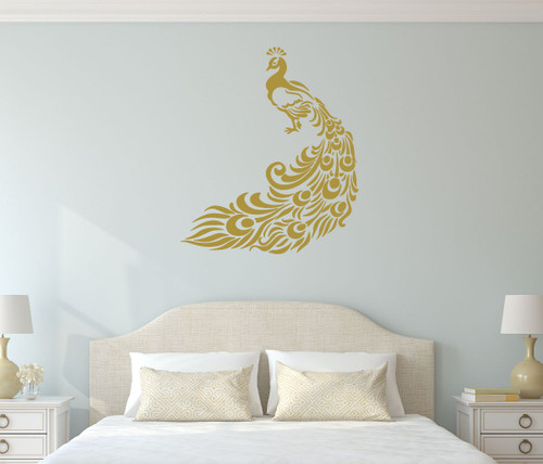 Peacock Wall Decal Vinyl Sticker - Elegant Bird Decor for Home, Office, Reception Center - Decorative Mural Design