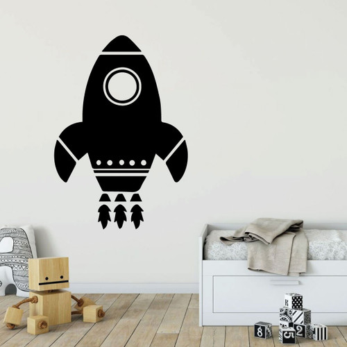 Rocket ShipWall Decal - Space Theme Room Vinyl Art Decoration For Boy's Bedroom or Playroom Decor