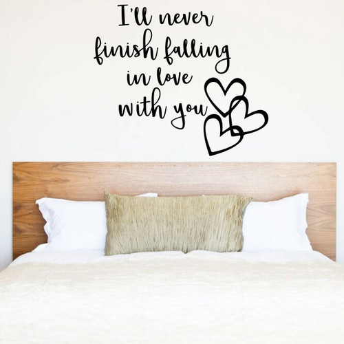 Romantic Wall Decal - Falling In Love With You - Heart Design Vinyl Sticker Bedroom Decor, Home, Living or Family Room Decoration