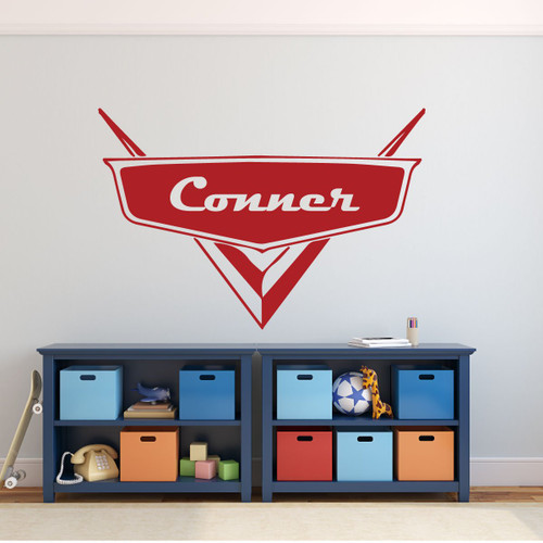 Room Wall Decor - Cars Decal with Personalized Name Vinyl Stickers for Kids, Boys or Girls Bedroom, Playroom or Nursery - Custom Sizes and Colors Match The Theme of Any Living Space