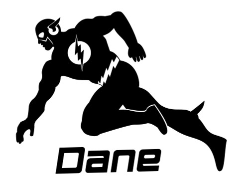 Room Wall Decor - Flash with Personalized Name Vinyl Decal Stickers for Home in Boys Game Room, Bedroom, Playroom or Nursery - Custom Sizes and Colors Match The Theme of Any Living Space