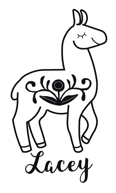Room Wall Decor - Llama with Personalized Name Vinyl Decal Stickers for Boys or Girls Bedroom, Playroom, or Nursery - Custom Sizes and Colors Match The Theme of Any Living Space